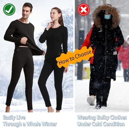 Womens 16 Heating Zone Thermal Underwear for Skiing Hiking Camping