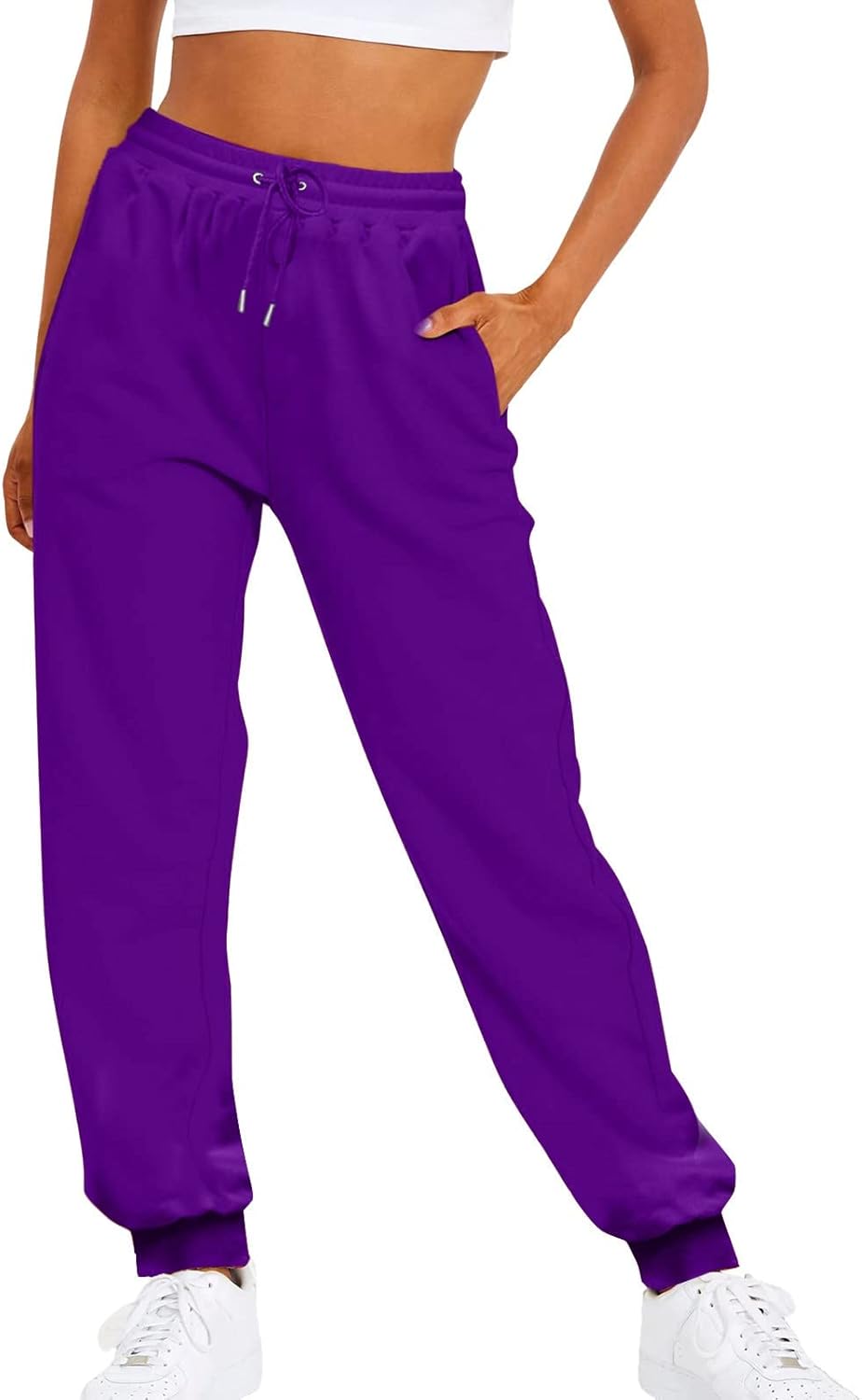 Girl High Waisted Solid Sweatpants with Pockets Drawstring Joggers
