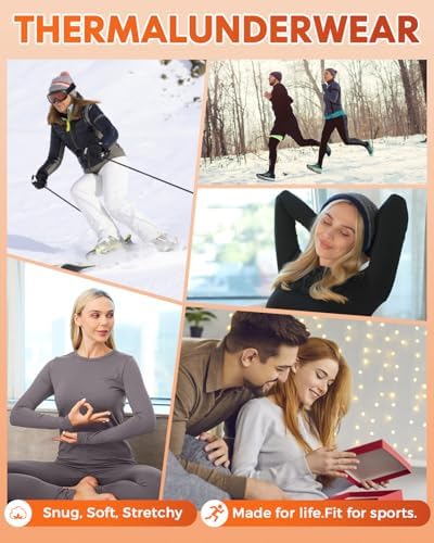 CL Convallaria Women Thermal Base Layer Set Winter Warm Long Johns Fleece Lined