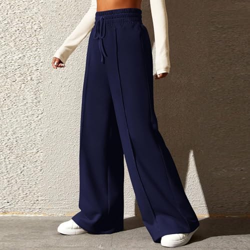 Wide Leg Sweatpants for Women Comfy Lightweight Athletic Drawstring Pants with Pockets