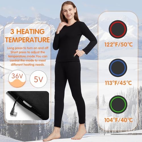 Heated Thermal Underwear Set for Women - Cold Weather Protection