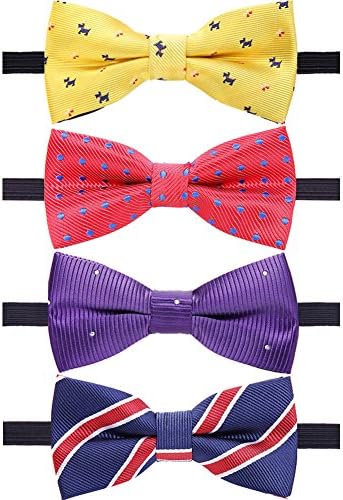 AUSKY 4 Pack Adjustable Pre-tied Bow Ties for Boys