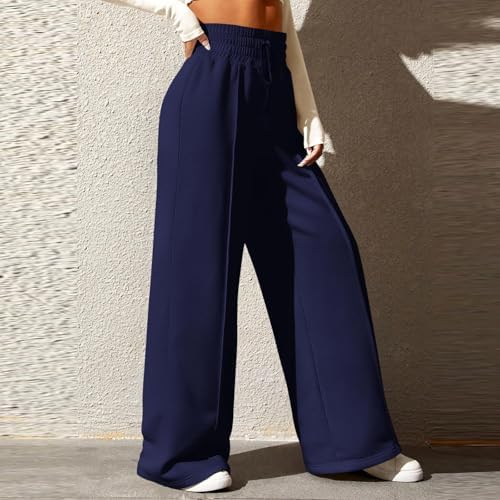 Wide Leg Sweatpants for Women Comfy Lightweight Athletic Drawstring Pants with Pockets