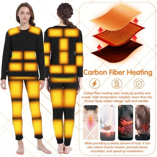 Womens Heating Thermal Set for Skiing Hunting
