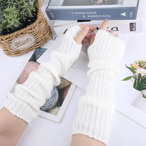 ZYIYER Womens Winter Gloves Long Soft Fingerless with Thumb Hole Cozy in Winter