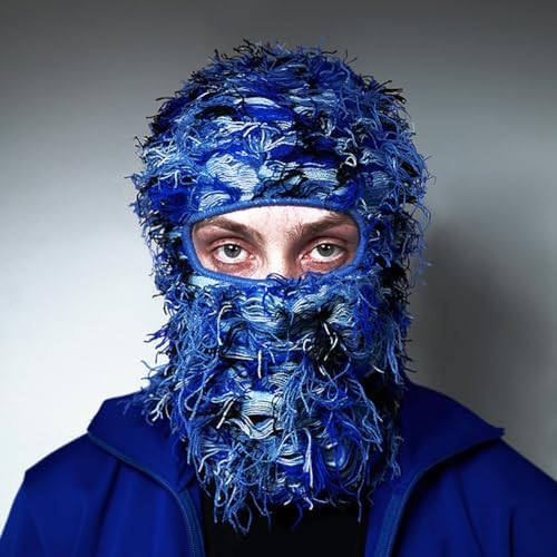 Malaxlx Distressed Ski Mask Balaclava Winter Windproof Beanie
