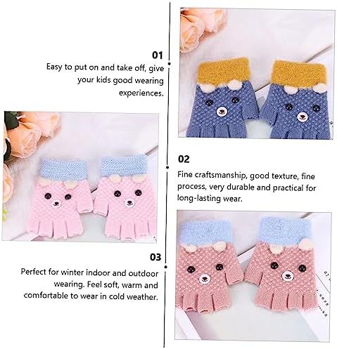 4-Piece Stretch Warm Fingerless Mitten Gloves for Boys