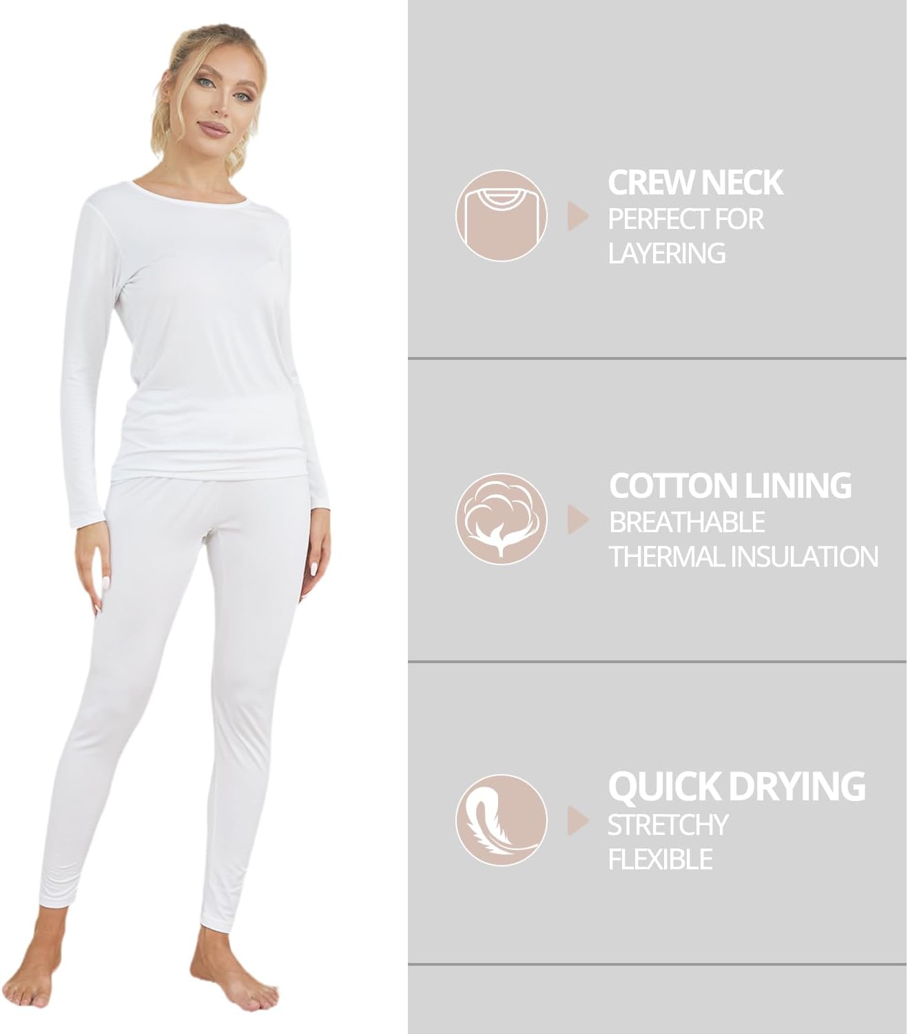 Channo Womens Lightweight Spring Base Layer - Breathable Undershirt PantsLimited Sizes
