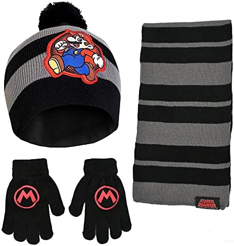 Nintendo Mario Kids Scarf Hat and Gloves Set