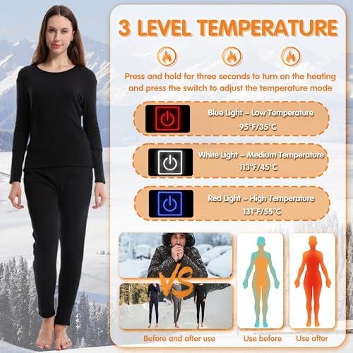 Womens Heated Thermal Underwear Set for Cold Weather