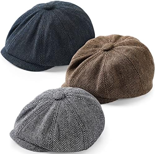 Classic Boys Herringbone Pattern Newsboy Hats