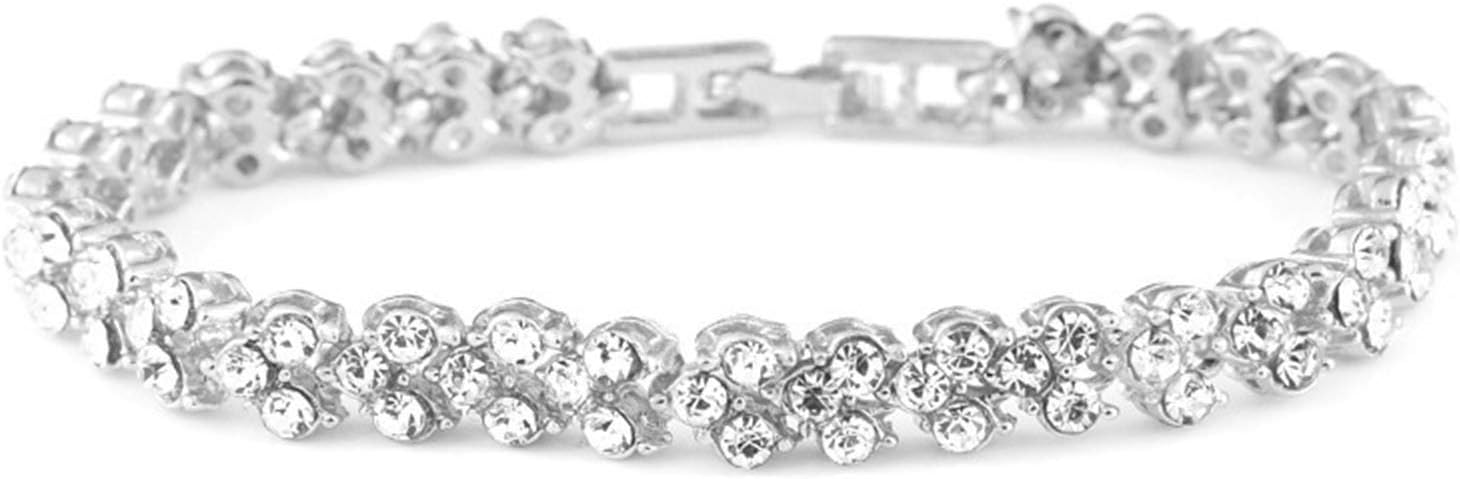 Charm Bracelet for Women Luxury Faux Crystal Shiny Bangle Jewelry