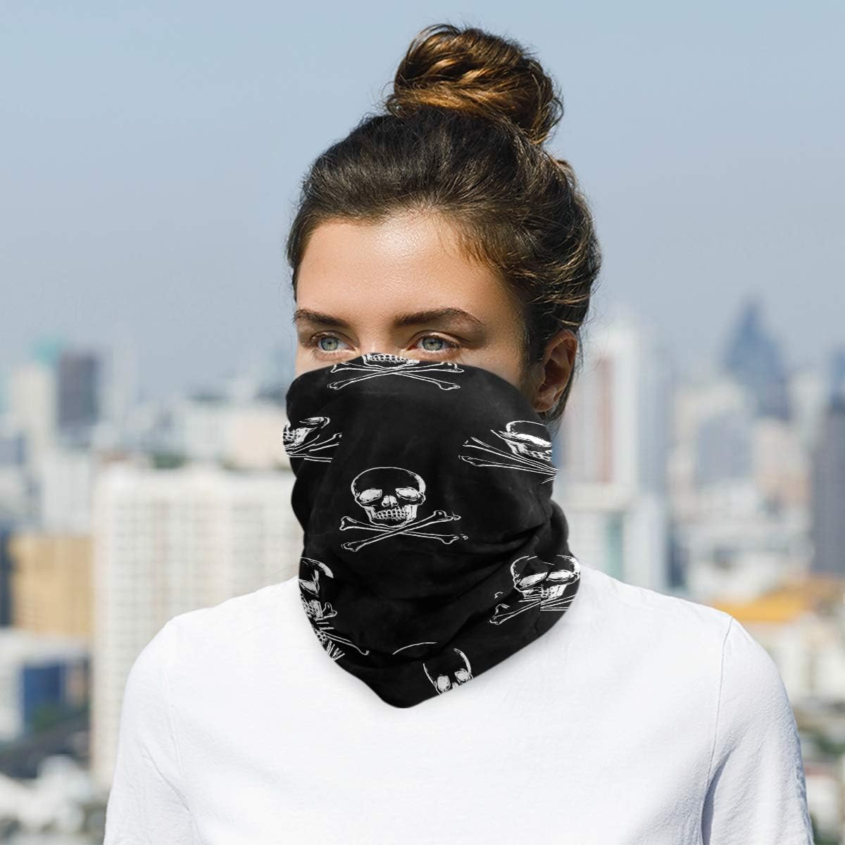 Unisex Balaclava Face Scarf with Skulls Design