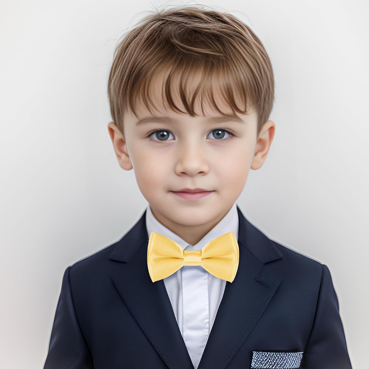 Boys Soft Adjustable Bow Tie Solid Color Satin