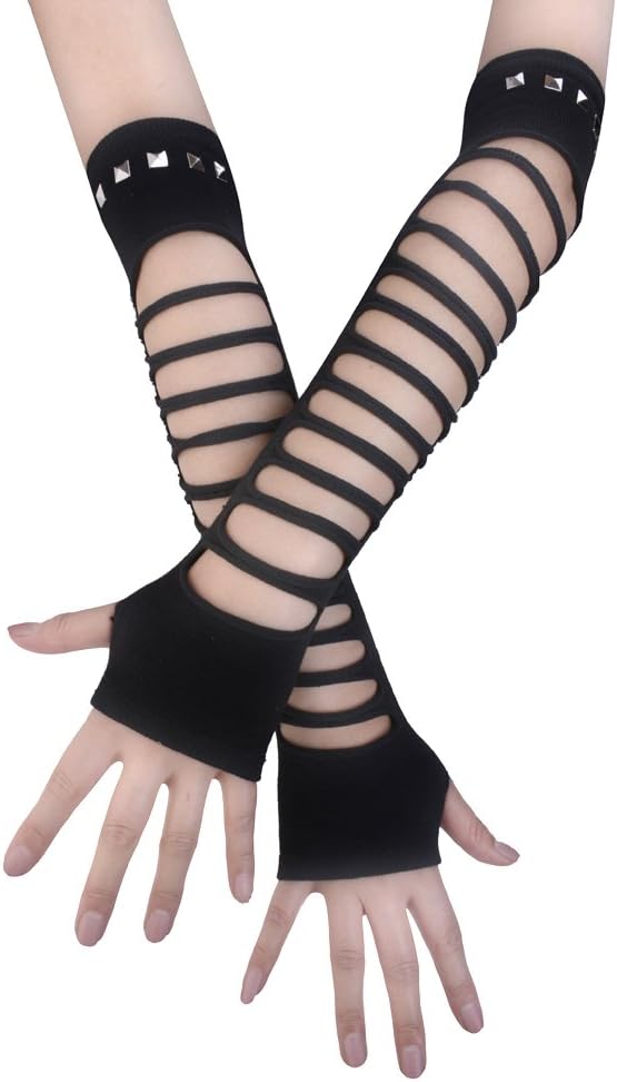 Punk Studded Ripped Arm Warmer