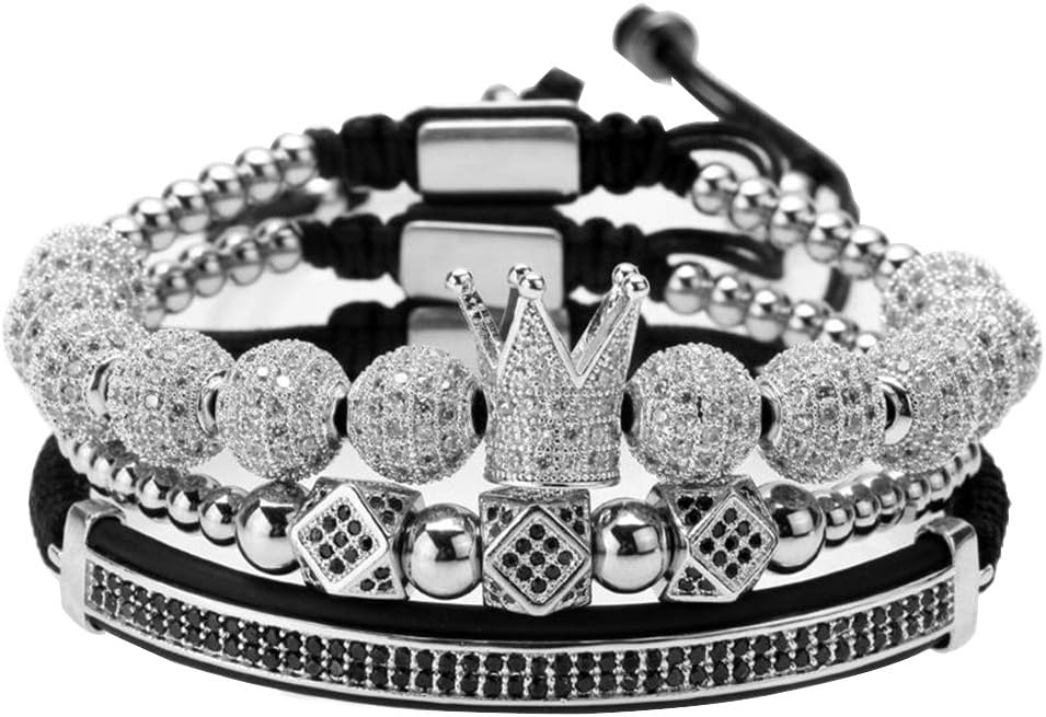 MAGIC FISH Luxurious Silver Crown Bracelet for Men