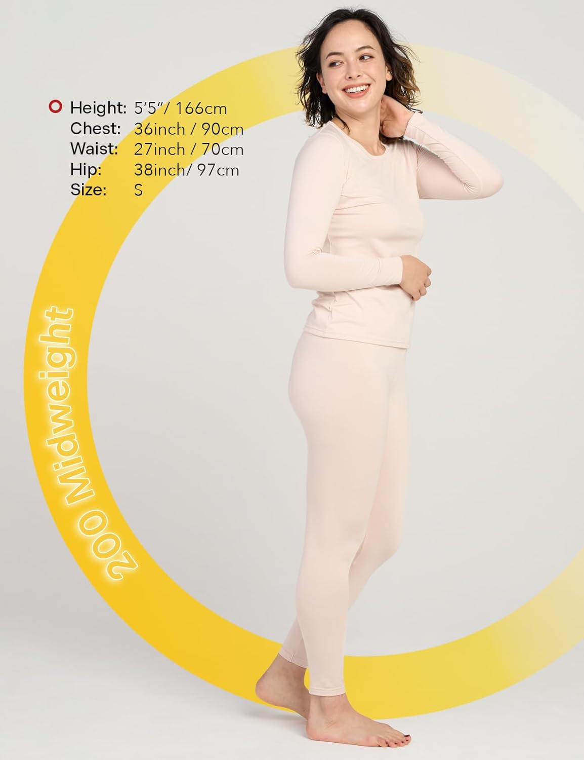 LAPASA Women Thermal Underwear Set Long Johns Top Bottom Fleece Lined