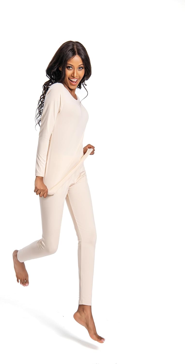 Nutria Womens Thermal Underwear Set Winter Fleece Lined Base Layer