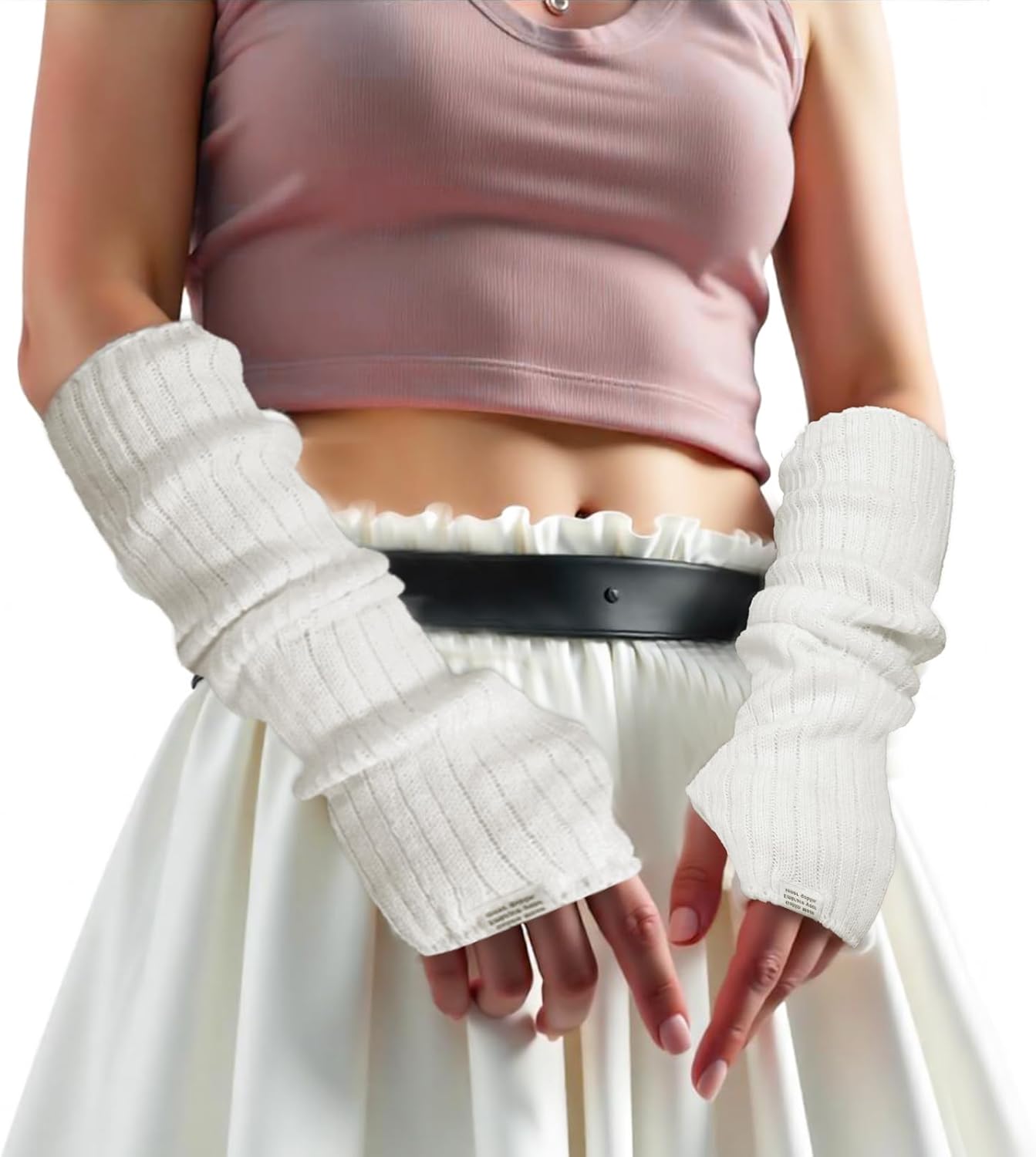 Psyqtsuary Y2K Arm Warmers Stretchy Fingerless Gloves for Women
