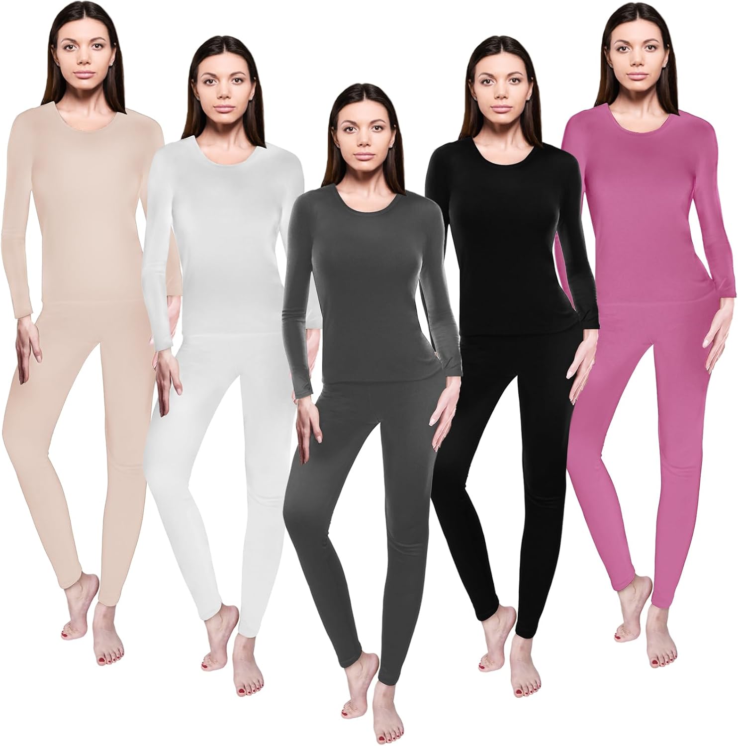 Patelai 5 Set Thermal Underwear for Women Warm Comfortable