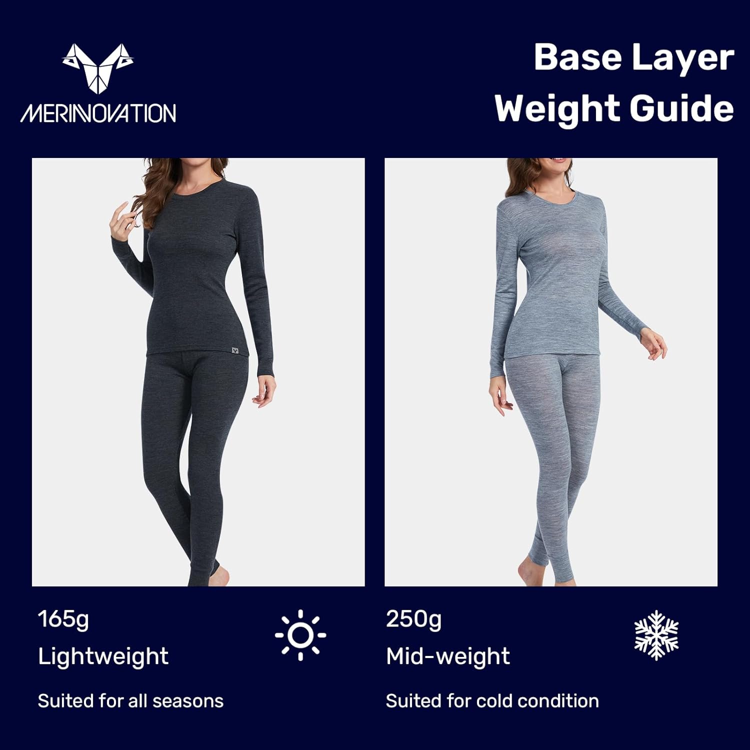 Merinnovation Merino Wool Base Layer Set for Women