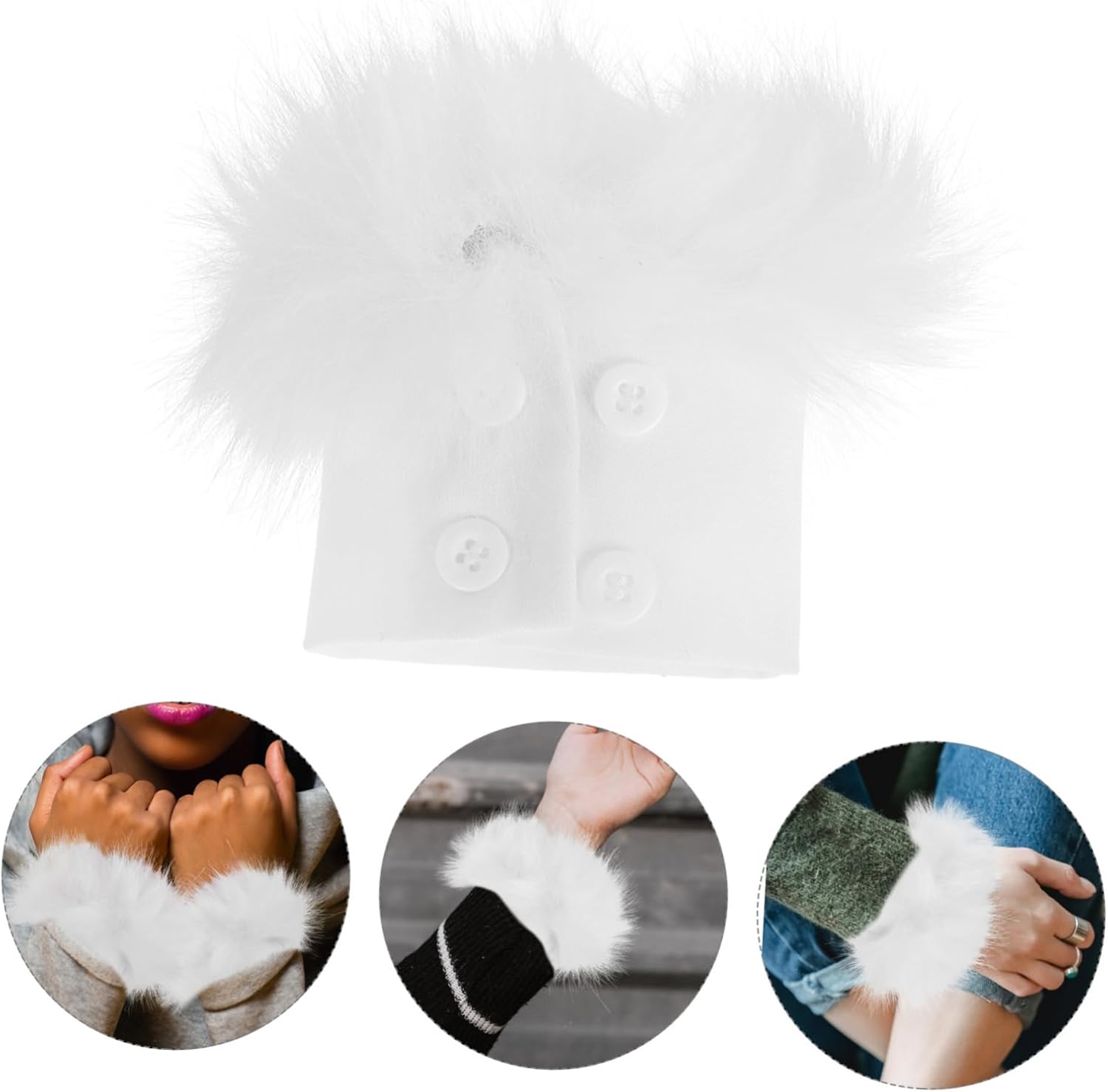 GALPADA 1 Pair Faux Fur Wrist Cuffs for Women Boys Girls