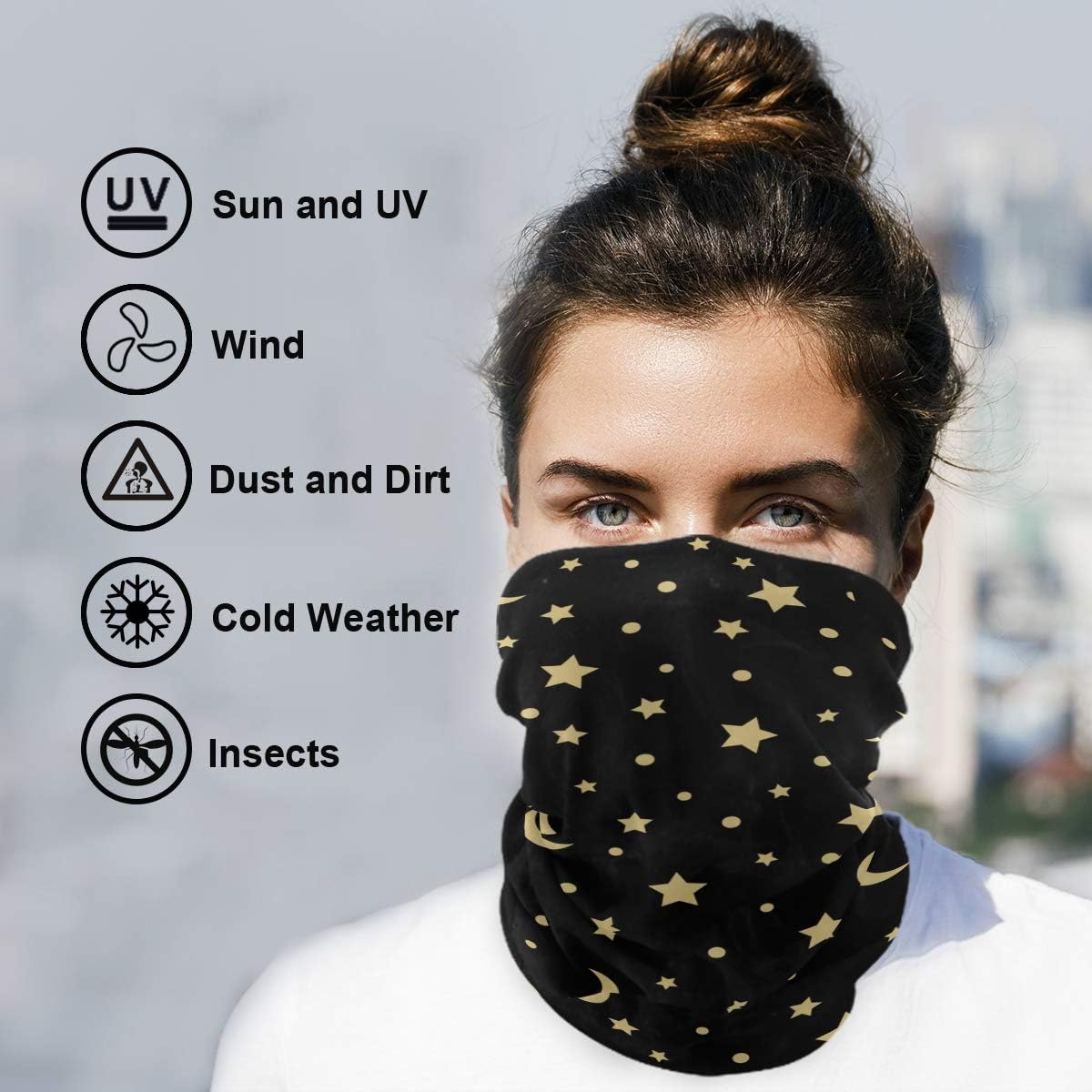Gold Stars Balaclava Face Cover Quick-Drying Stretchable UV-Protective Headband