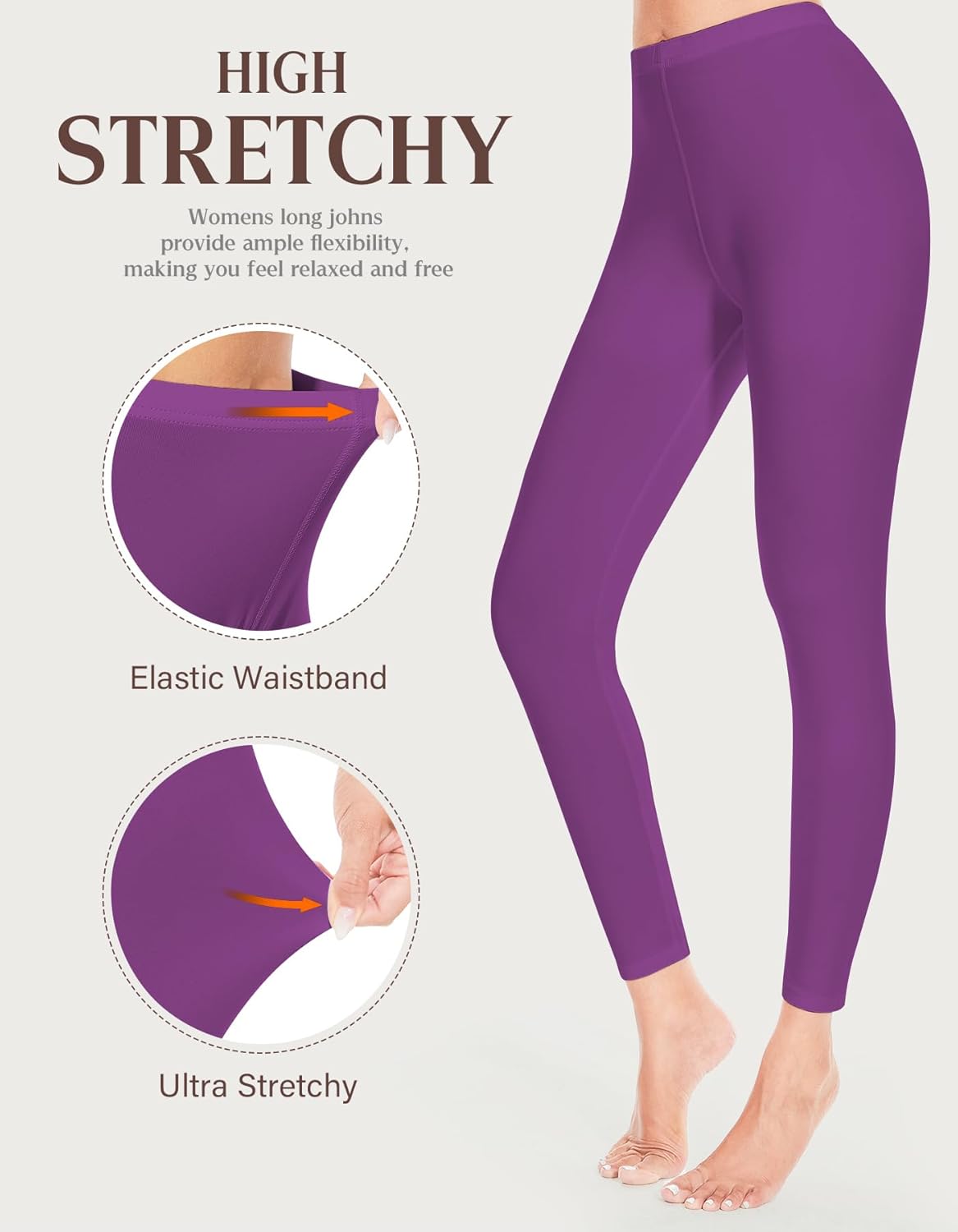 YADIFEN Women Thermal Underwear Set with Fleece Lined Long Johns Purple