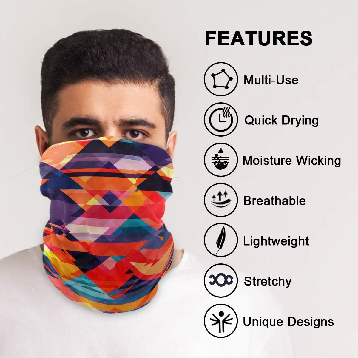 Unisex Balaclava Face Scarf with Colorful Mosaic Pattern