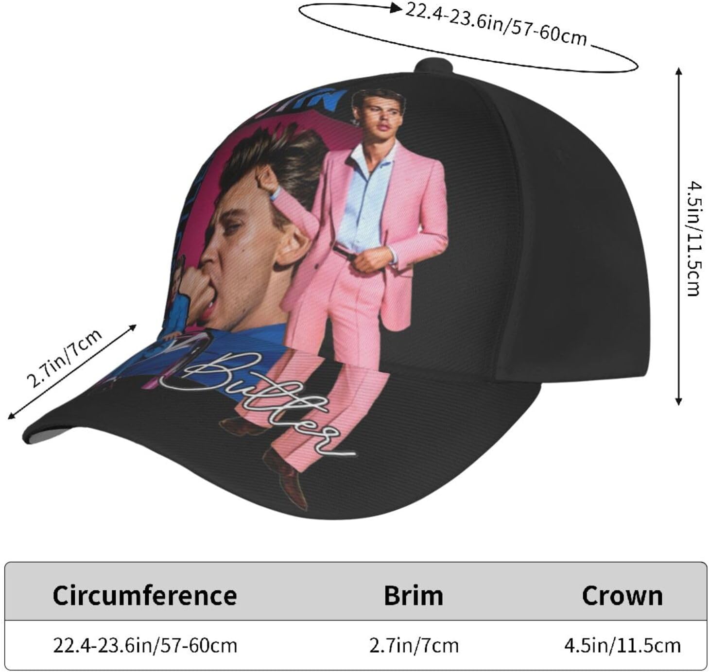 Austin Butler Baseball Cap Classic Adjustable Sun Hat for Men Women Black