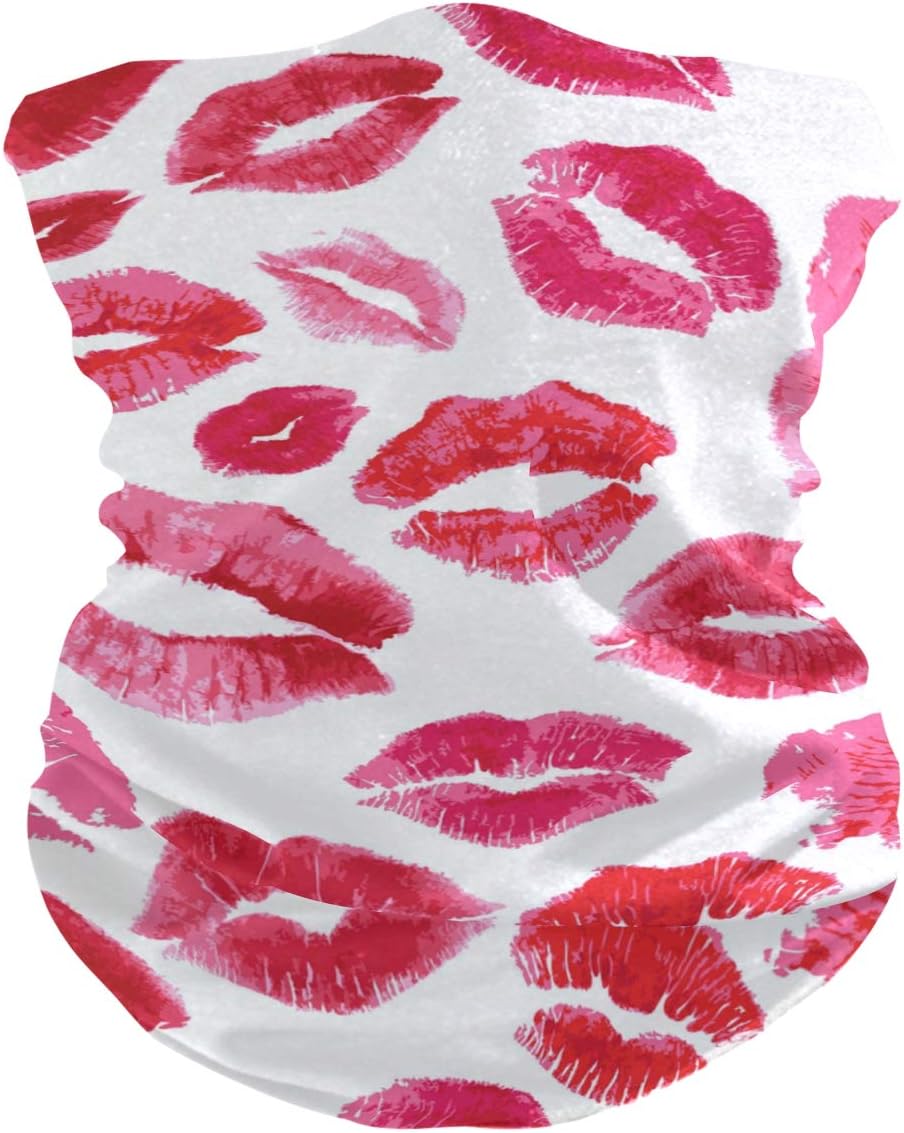 My Little Nest Balaclava Face Scarf Cover Pink Red Lips Print