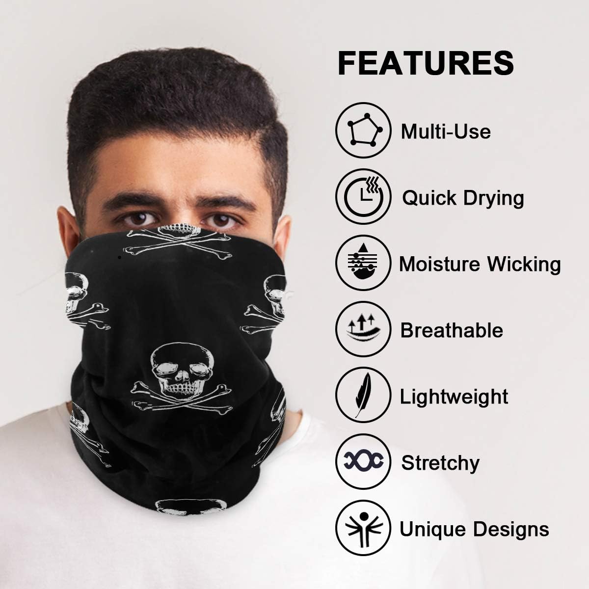 Unisex Balaclava Face Scarf with Skulls Design
