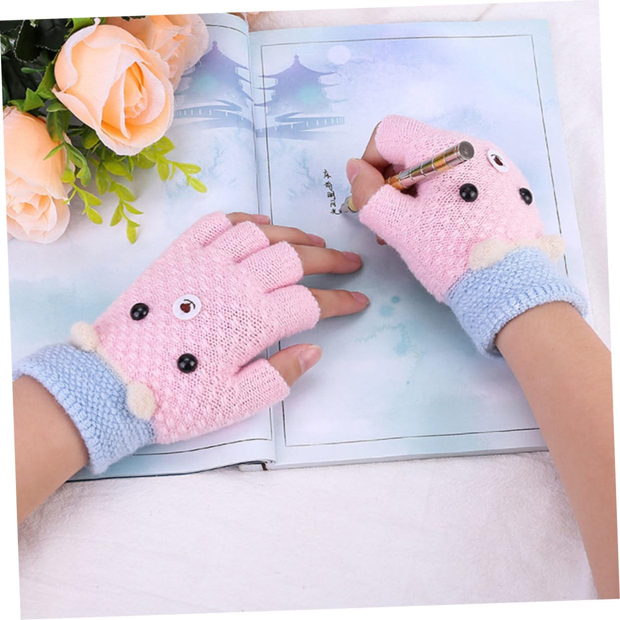 4-Piece Stretch Warm Fingerless Mitten Gloves for Boys