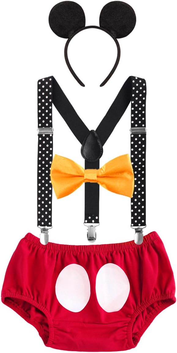Perfect for 1st Birthday - Y-Back Suspenders with Bow Tie Set