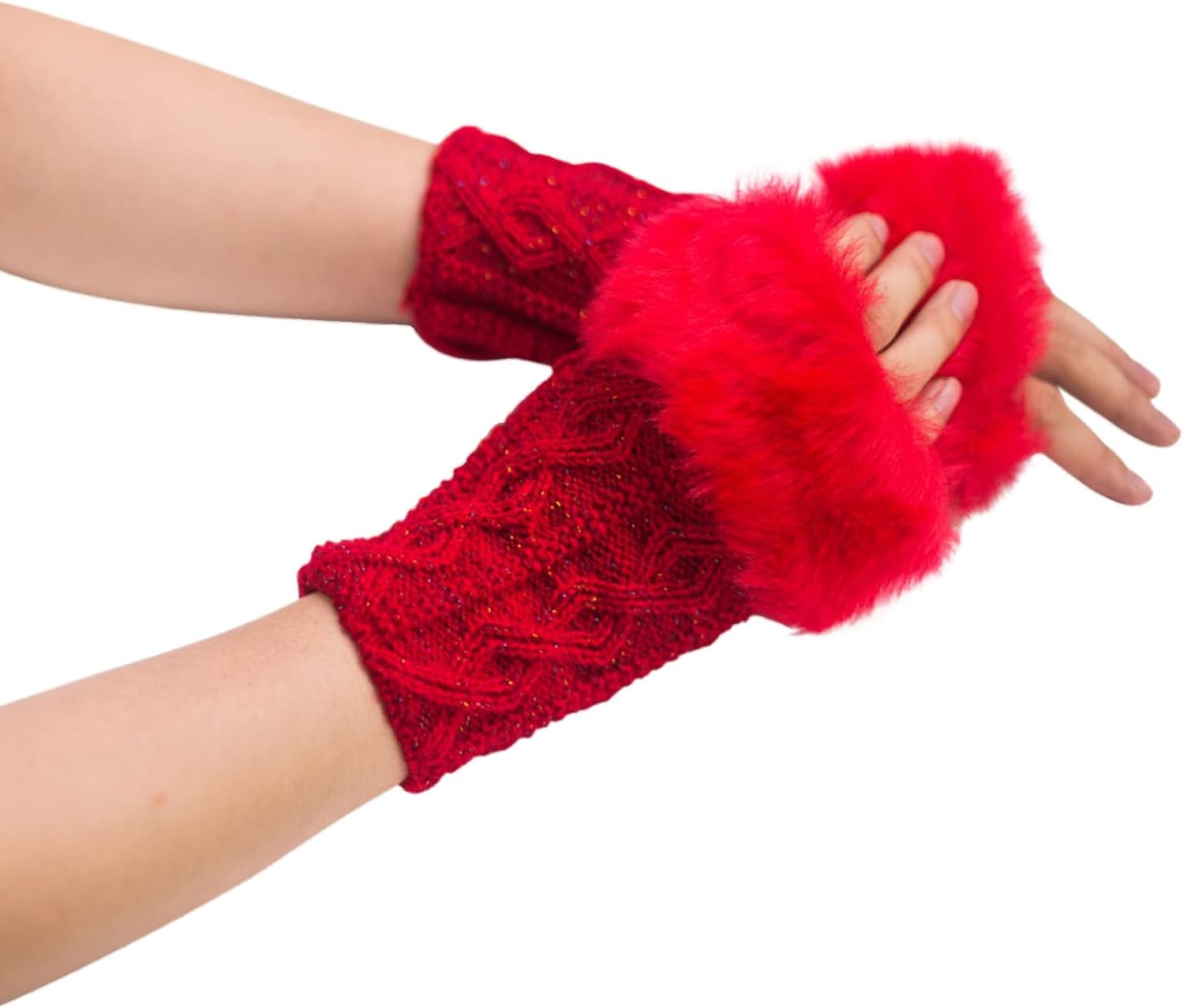 Goth-Style Winter Knit Gloves