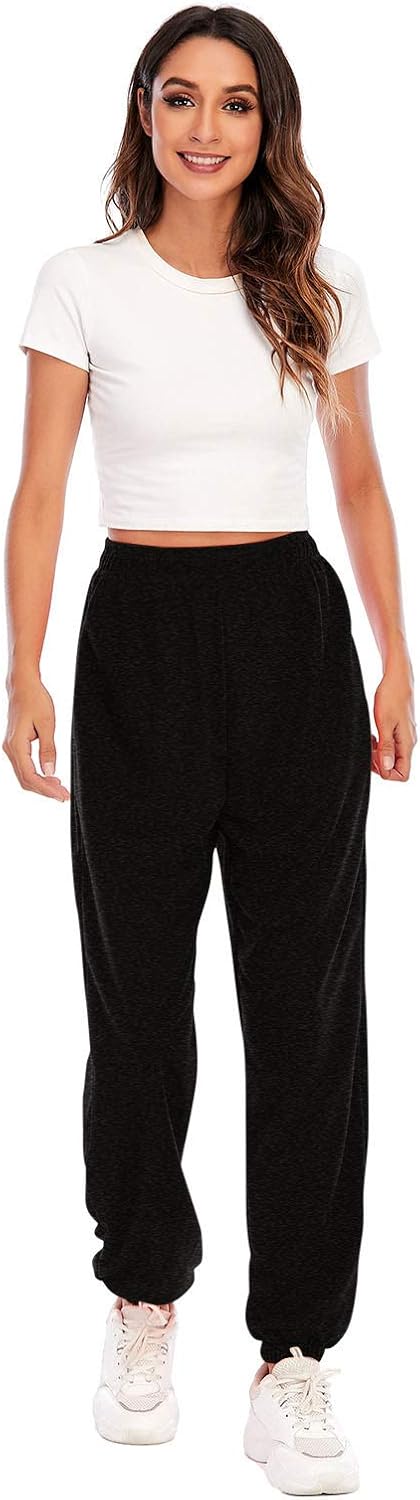 Womens High Waisted Faux Leather Sweatpants