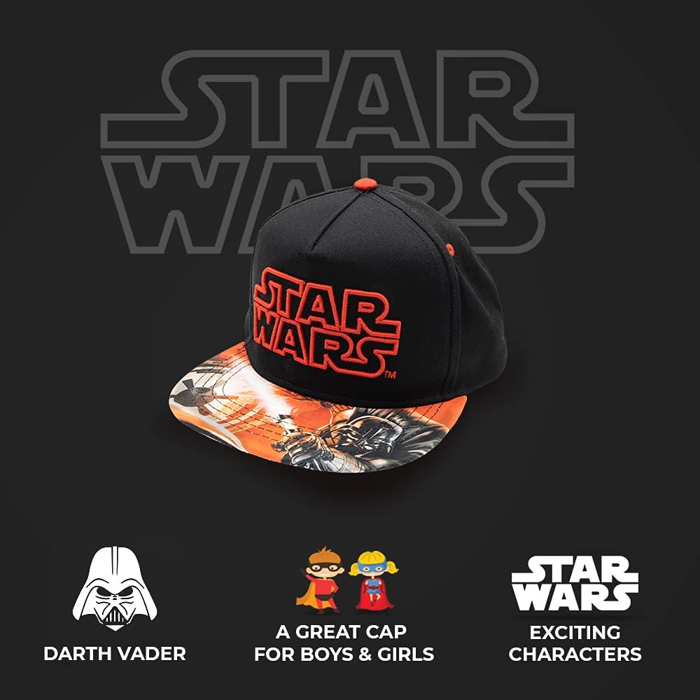 Disney Star Wars Darth Vader Flatbrim Baseball Cap for Boys Youth