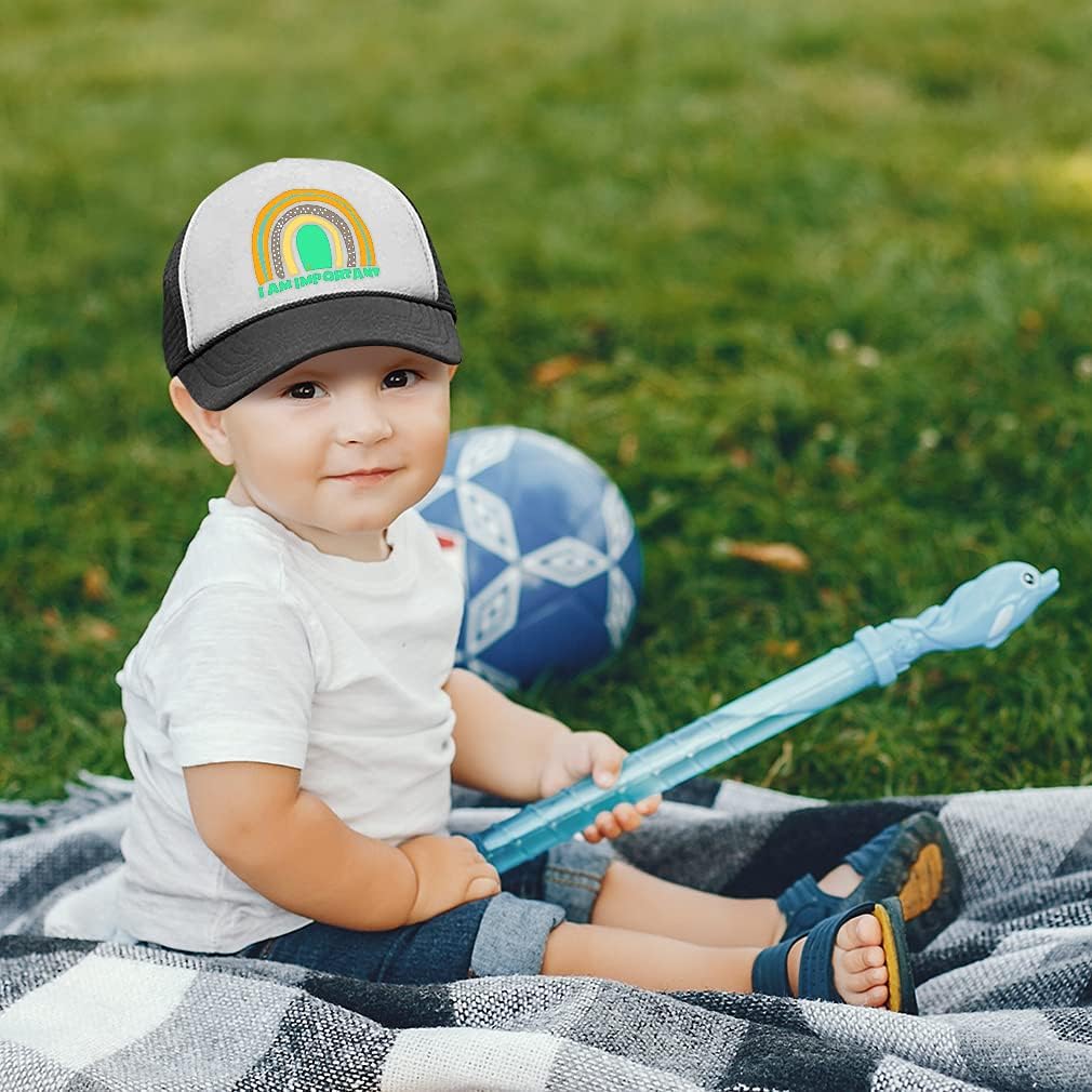 Kids Trucker Hat I Am Important Rainbow Motivational
