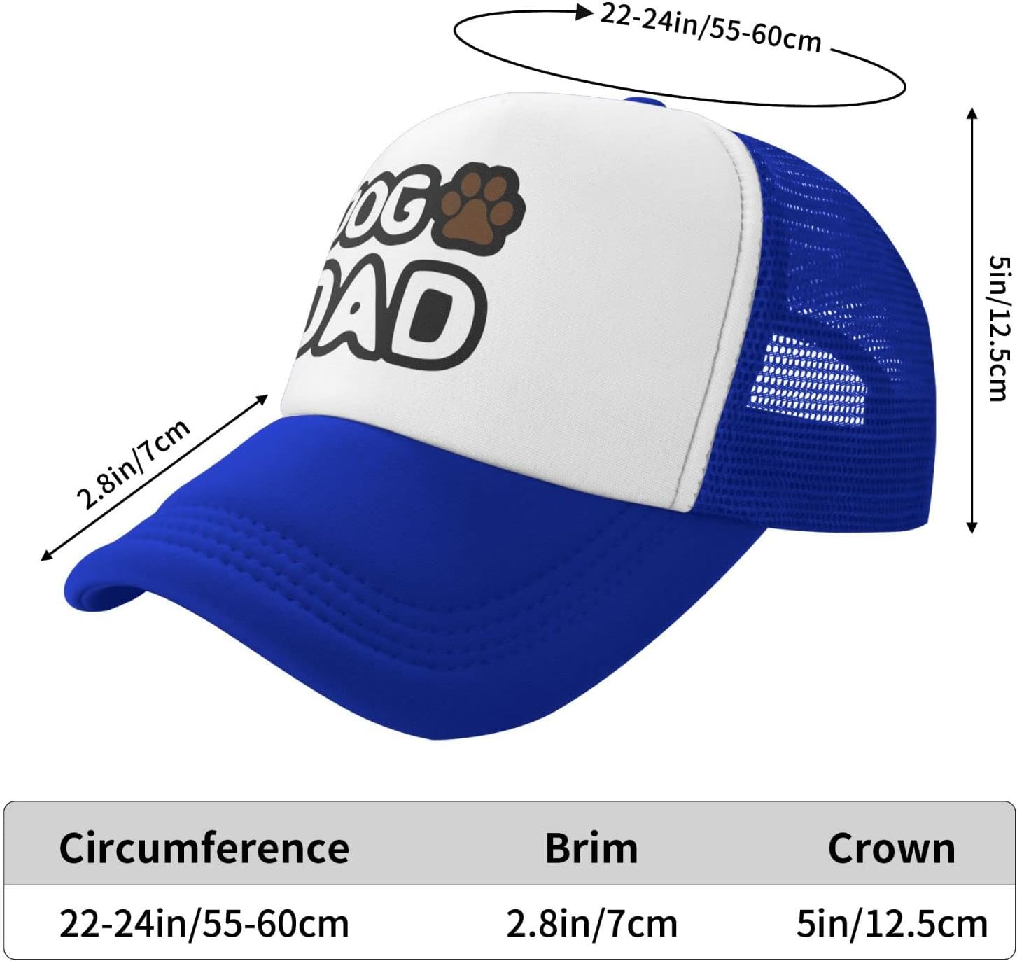 Dog Dad Funny Baseball Cap Adjustable Hat for Men Women Blue 1