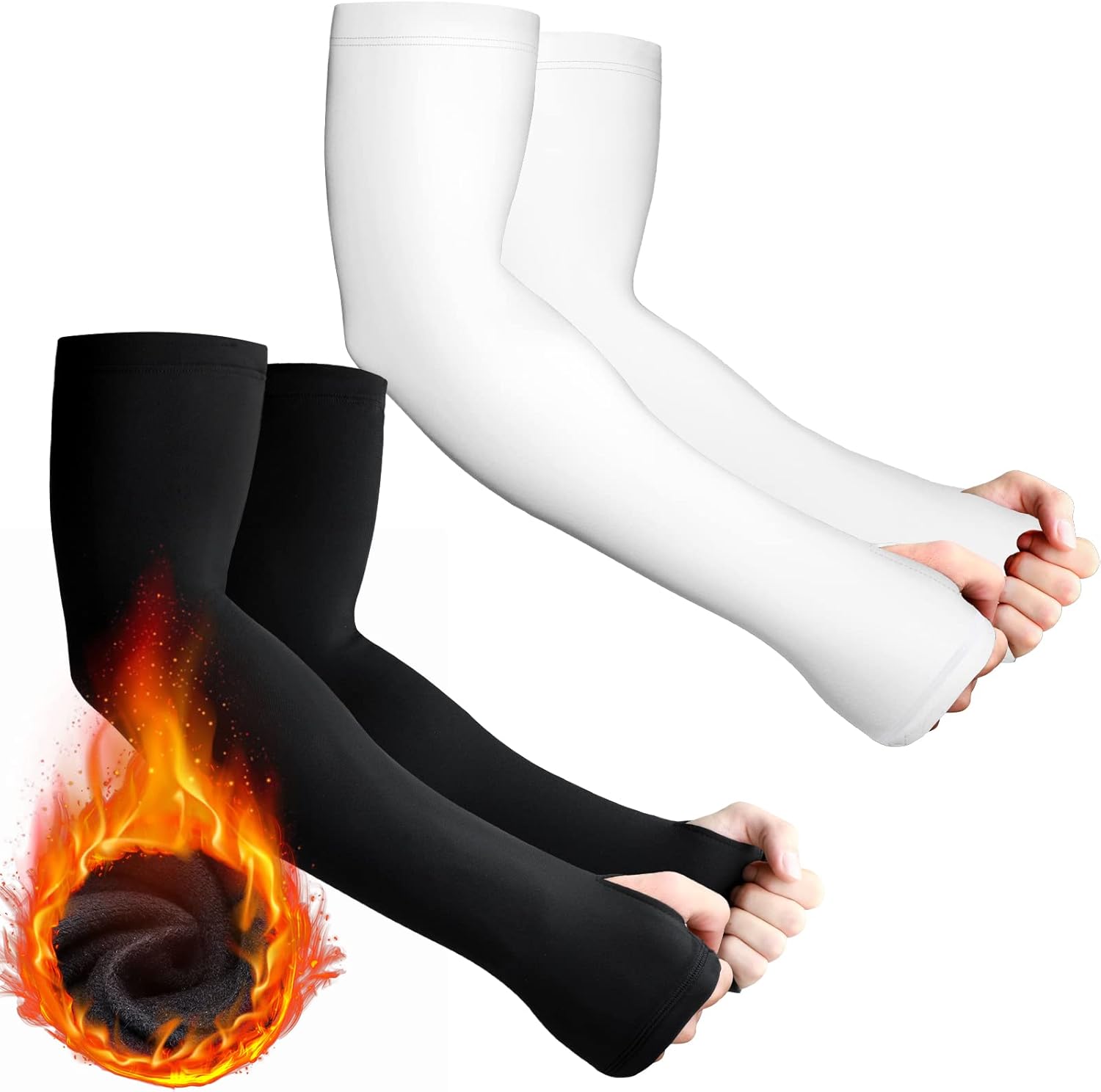 Skylety 2 Pair Arm Warmers Winter Thermal Warmers for Men Women
