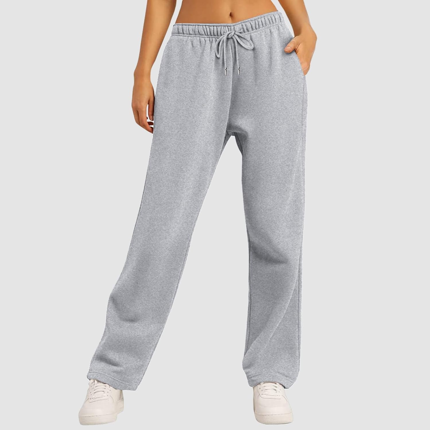Stylish Cozy Wide-leg High Waisted Womens Fleece Sweatpants