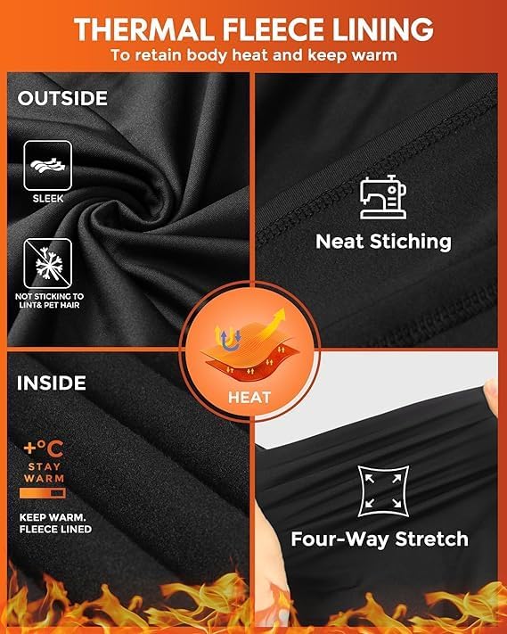 CL Convallaria Women Thermal Base Layer Set Winter Warm Long Johns Fleece Lined