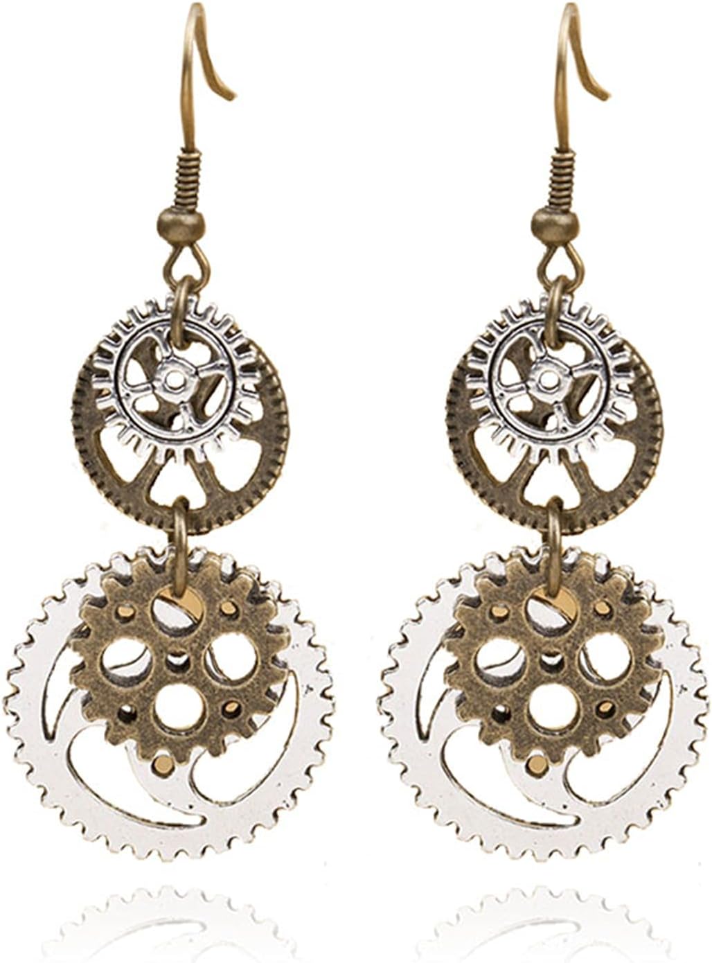 OnlyJump Retro Personalized Earrings for Women - Antique Bronze Steampunk Pendant Drop