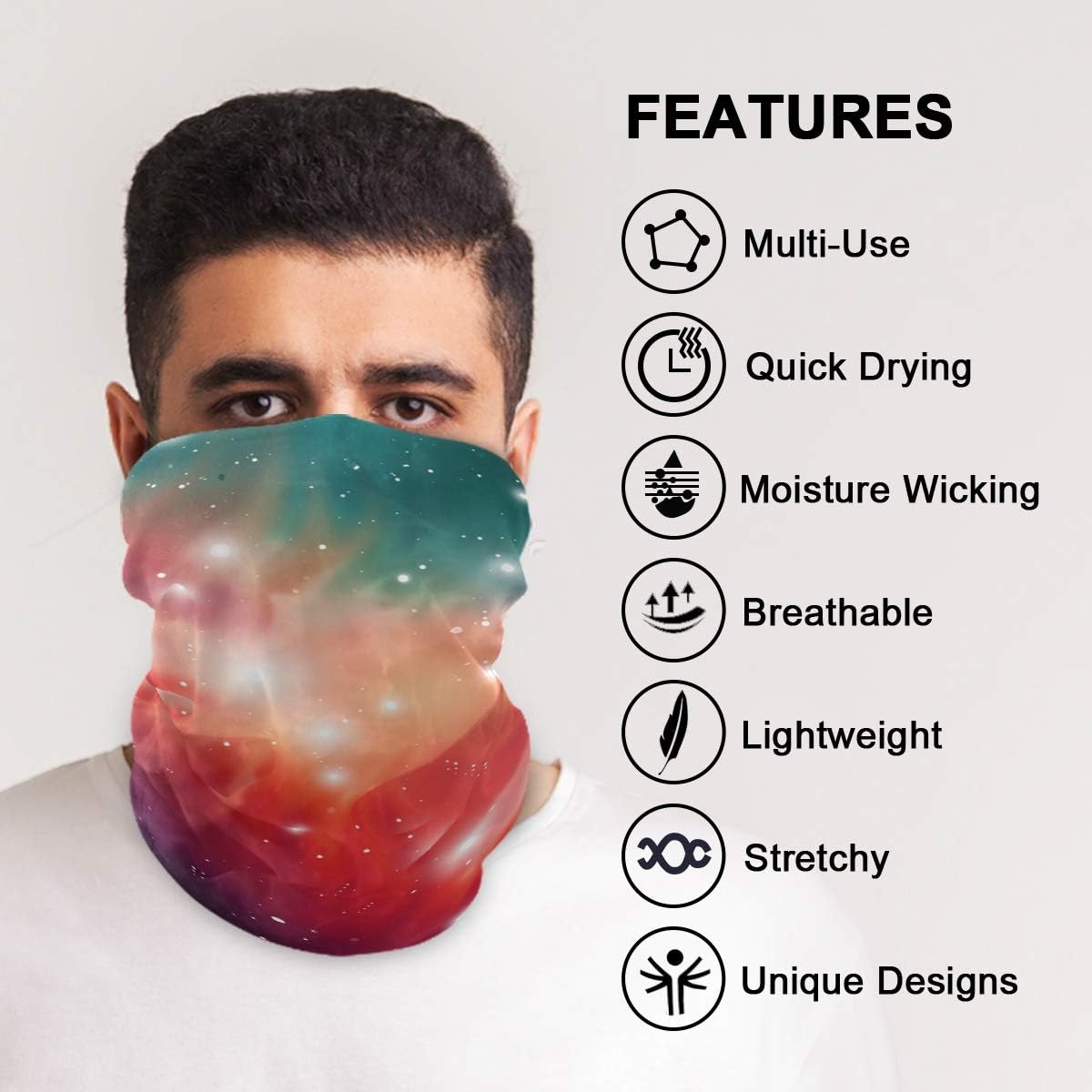 Unisex Balaclava Scarf with Mystic Nebula Stars Design