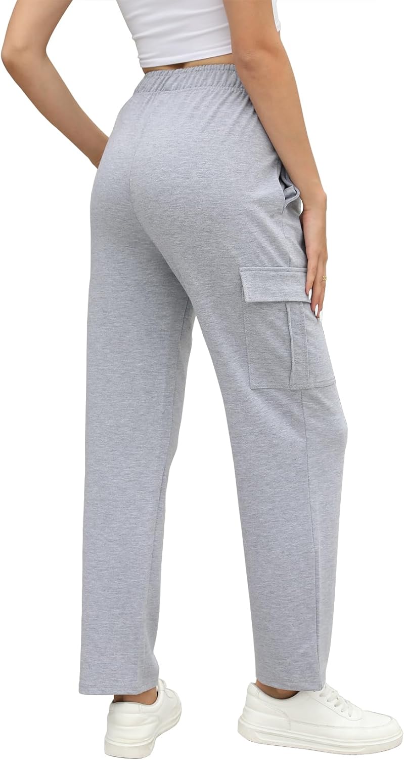 Womens High Waisted Cargo Sweatpants with Pockets