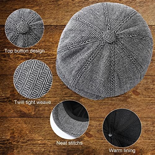 Classic Boys Herringbone Pattern Newsboy Hats