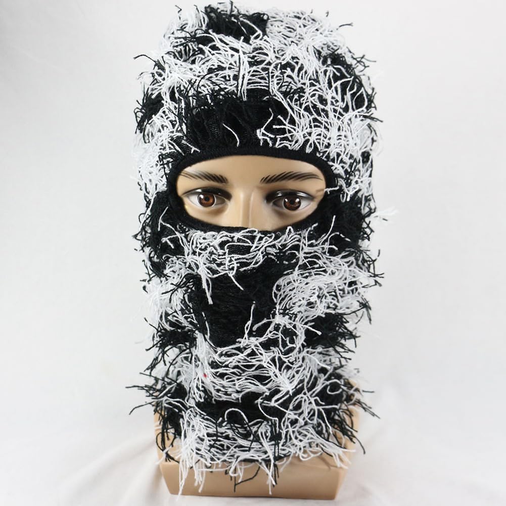 Malaxlx Distressed Balaclava Ski Mask Full Face Winter Windproof Beanie