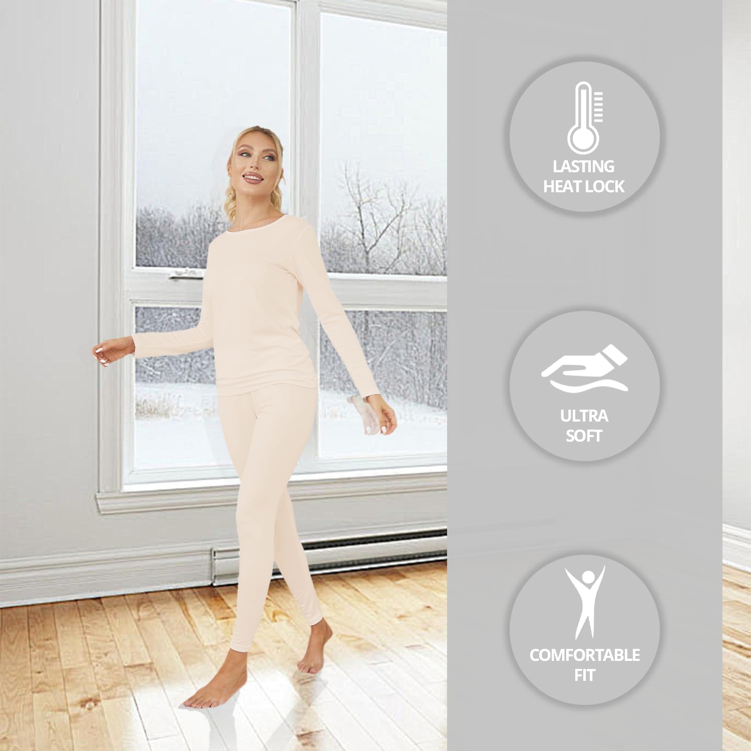 Chango Womens Lightweight Spring Base Layer Set - Beige 1 Set Per Pack XL