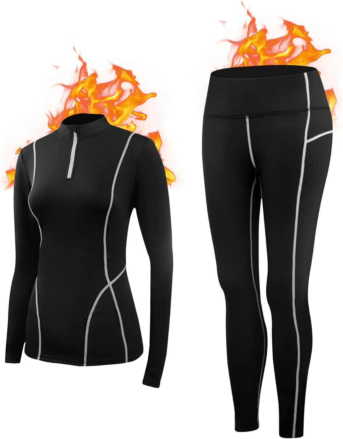 Warm Womens Thermal Fleece Long Johns Set