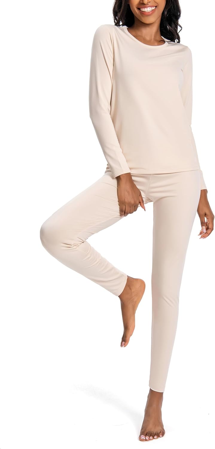 Nutria Womens Thermal Underwear Set Winter Fleece Lined Base Layer